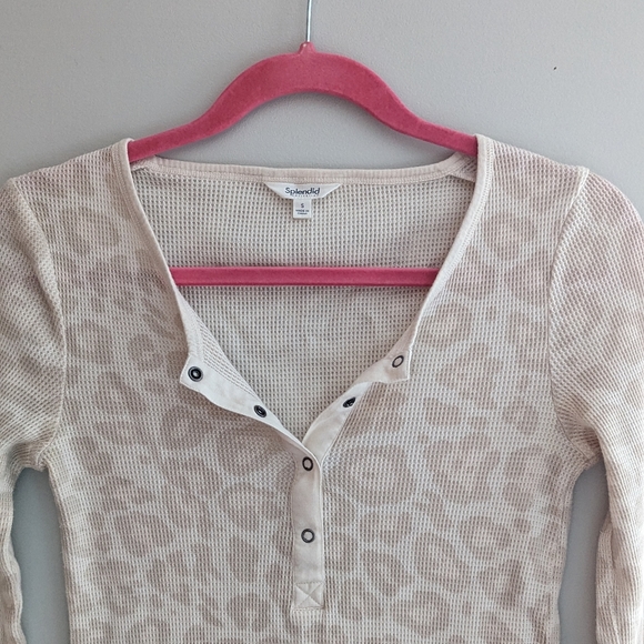 Splendid Forever Leopard Print Henley Top - Picture 10 of 14